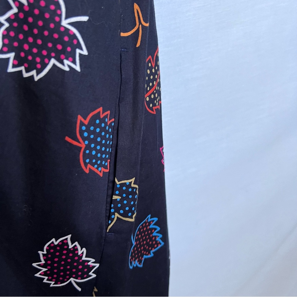 Marc By Marc Jacobs Black Cotton Bubble Dress with Multicolor Leaf Design - Picture 8 of 15
